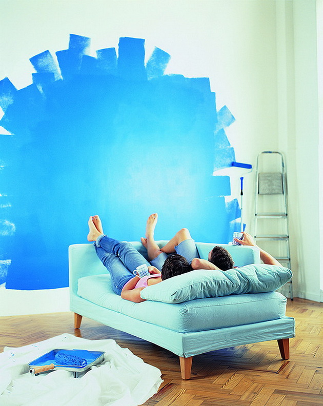 blue color wall